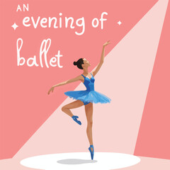Elegant vector illustration of a fashionable ballerina woman dancing in a vintage pink dress – perfect for beauty, fashion, art, shopping, and glamour-themed design projects celebrating love and movem