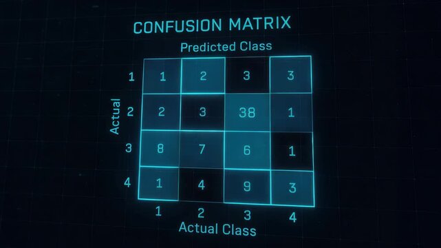 Confusion matrix with predicted and actual class data for classification analysis and performance evaluation of engineering data