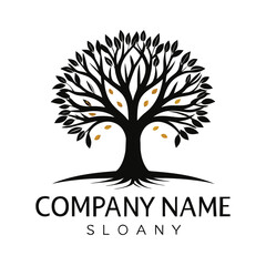 Obraz premium Strong, rooted tree logo with golden accents