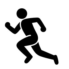 Running Man Icon, Black Silhouette, Vector Illustration