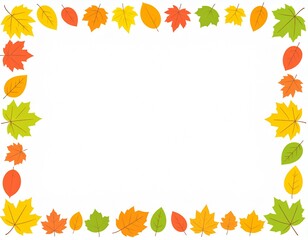 秋の木の葉が並んだコピースペースのあるフレーム