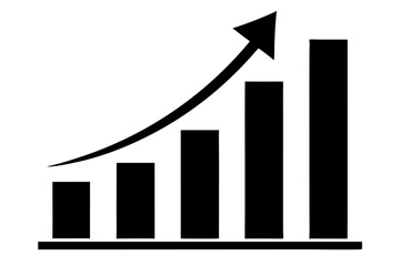 Black Bar Graph Showing Upward Trend Growth Icon chart