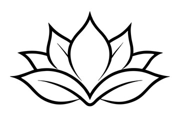 Black Line Art Stylized Blossom Flower Design white