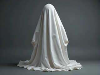 A Whimsical, Translucent Ghost with a Playful Expression, Floating in a Misty Background, Evoking a Spooky Yet Fun Atmosphere