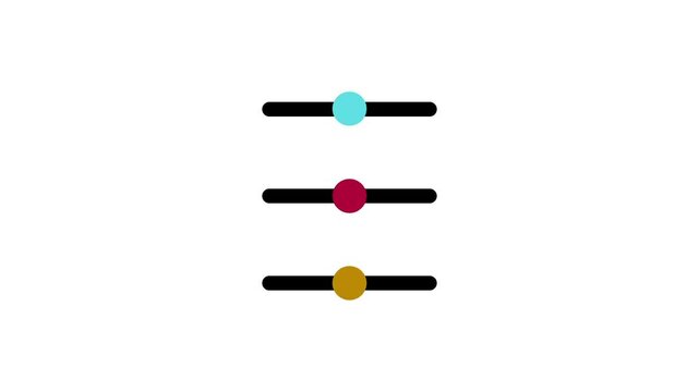 Loop animation of Hamburger Menu or Menu Icon on white background. Icon with horizontal lines and moving circles.