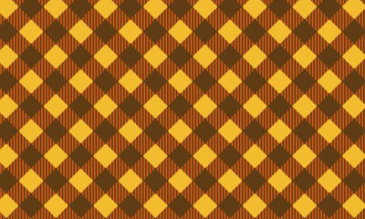 Checkered picnic plaid background. Gingham pattern. Halloween or Thanksgiving Day print. Tablecloth, blanket, basket napkin or towel texture. Wrapping paper or textile design. Vector illustration.