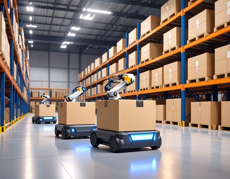 Automated warehouse with robots