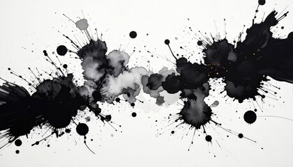 Obraz premium 白い和紙に墨汁の飛沫のアブストラクト