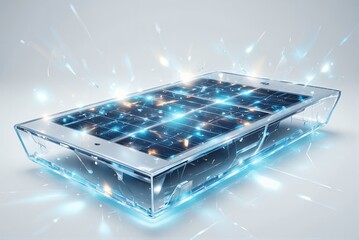Conceptual solar panel emitting energy with glowing effects  