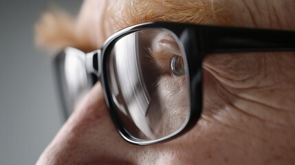 Close-up of a person wearing glasses focusing intently on a task