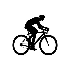 Silhouette of cyclist riding a road bike, vector illustration