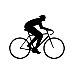 Black silhouette of cyclist riding bicycle, vector illustration