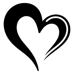 Stylish Black Heart Illustration, Vector Design Element