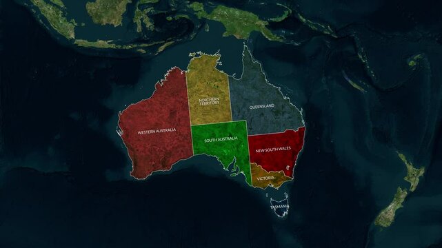 Map of Australia showing states and territories