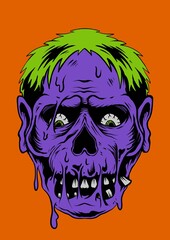 Zombie face trippy psychedelic illustration