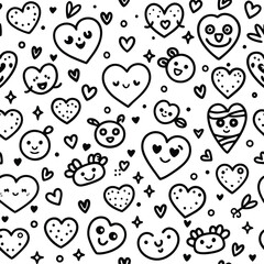 Cute heart and face pattern