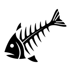 Black Fish Skeleton Illustration, Vector Graphic Design