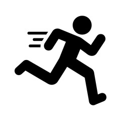Running Person Icon, Black Silhouette Vector Illustration