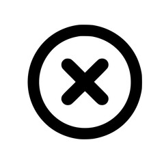 Fototapeta premium Bold black X mark inside a thick circular border.
