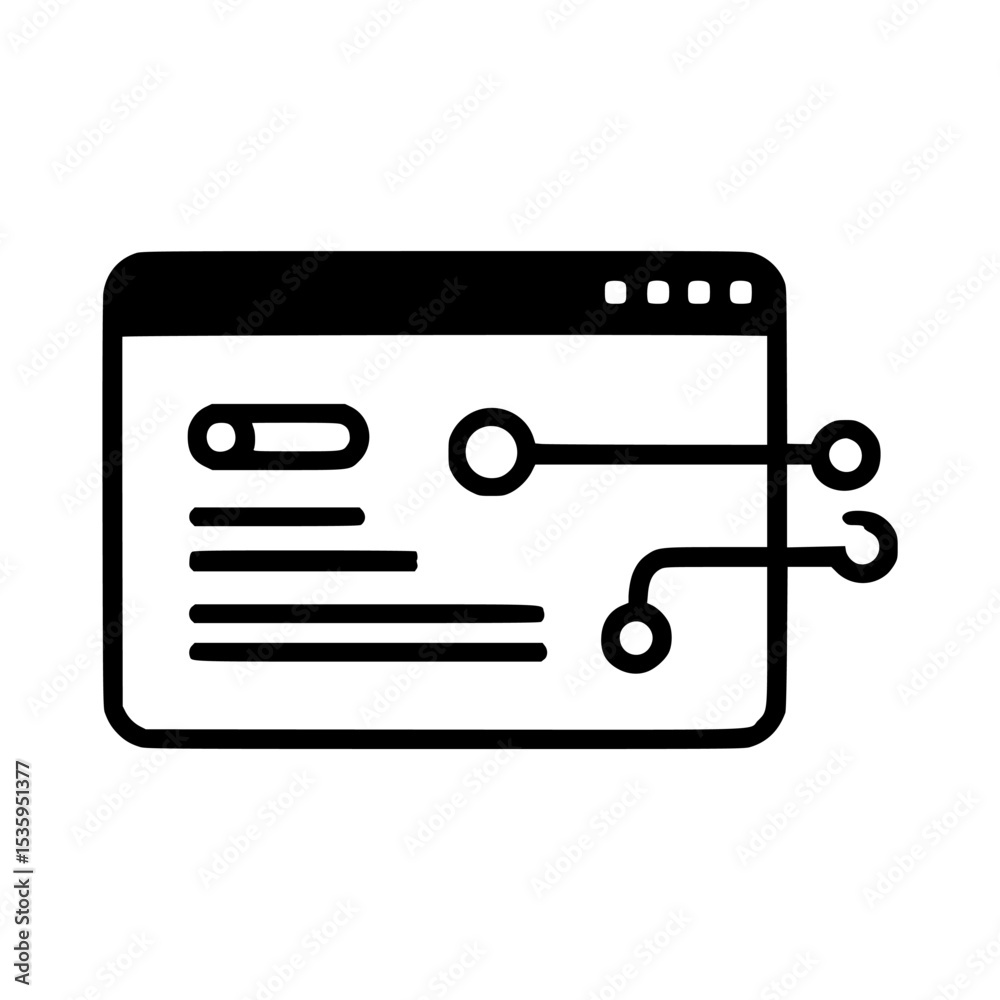 Poster a computer screen icon with circuit board elements, showing data flow.