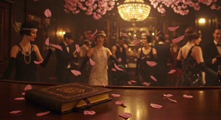 1920s Flapper Party Elegant Roaring Twenties Celebration with Flower Petals