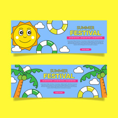 Summer festival horizontal banners