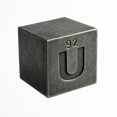 Uranium block with black cube design and symbol U