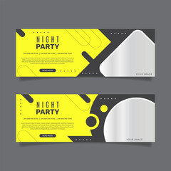 Flat design night party horizontal banners