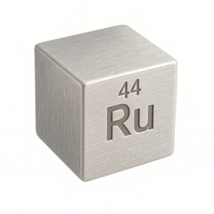 Ruthenium element cube with symbol Ru and number 44