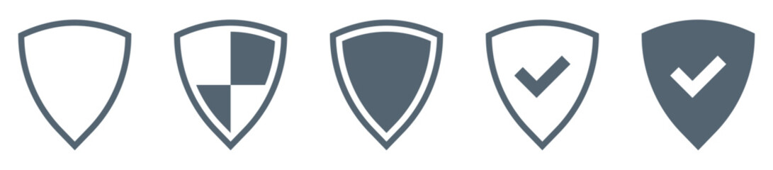 Set of shield check mark icon tick symbol . security, protection, and verification icon in flat style . Vector design for verified, safe, security, antivirus, privacy, safety, and protected states