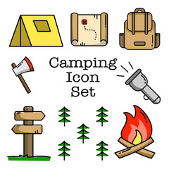 camping icon set