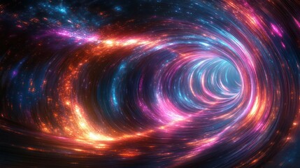 Vibrant light vortex creating a cosmic tunnel effect, interstellar travel