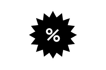 Black Starburst Icon with White Percentage Symbol vector 1