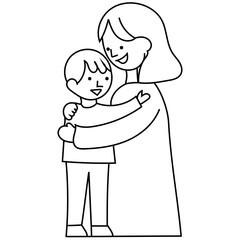Mother son icon. Family love symbol. Warm hug design. Vector white background.