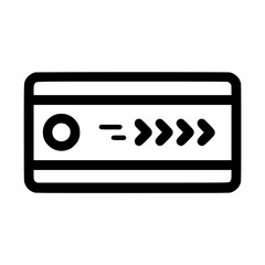 Fototapeta premium A black line drawing of a credit card with data transfer arrows.