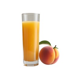 Fototapeta premium A glass of peach juice next to the glass is a peach, white background
