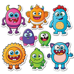 Fototapeta premium Colorful cartoon monsters in various poses