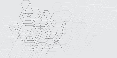 Geometric hexagon lines and dots connection banner template.