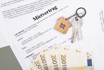 Rental, Tenancy or Residential Lease Mietvertrag agreement contract in German. Short and long term rentals in Germany, Austria or Switzerland, housing searching crisis, and rising prices.