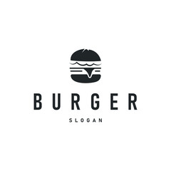 simple design fast food logo burger delicious food with meat bun and vegetables simple retro food logo concept for illustration template and business product brand