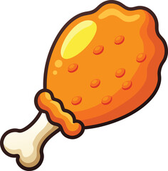 Crispy Fried Chicken Leg Vector | Colorful Fast Food Illustration