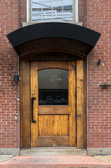 facade of old wooden entrance door