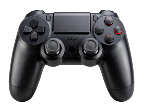 Modern Wireless Gamepad with Glowing Buttons, Isolated on Transparent Background