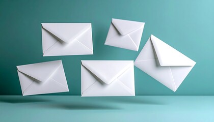 White mail envelopes floating
