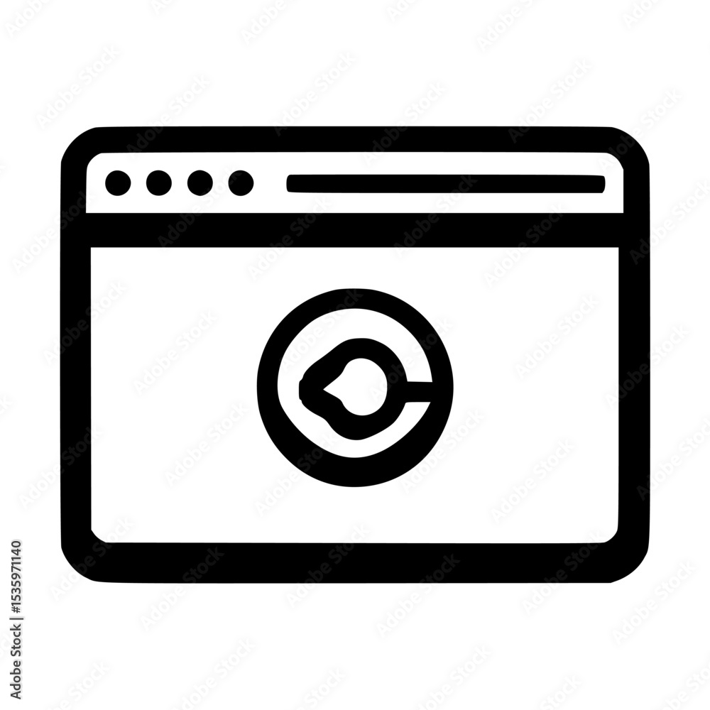 Poster website displaying a circular logo with abstract design elements.