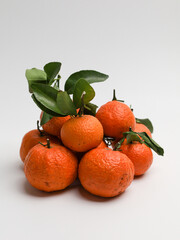 Fresh oranges on white background