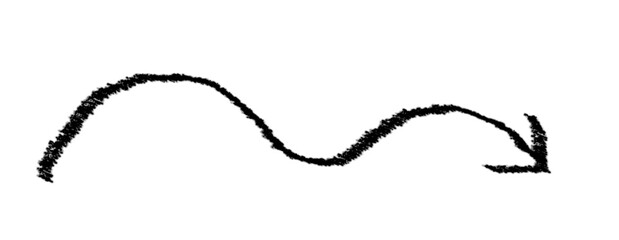 Black grunge hand drawn arrow isolated on white. Vector arrow grunge illustration.