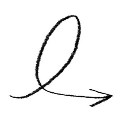 Black grunge hand drawn arrow isolated on white. Vector arrow grunge illustration.