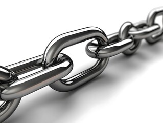 Fototapeta premium Strong connections concept depicted by metal chain on a white background