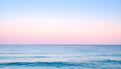 Obraz premium Ocean horizon with gradient pastel sky, minimalist seascape, calm and empty composition.
